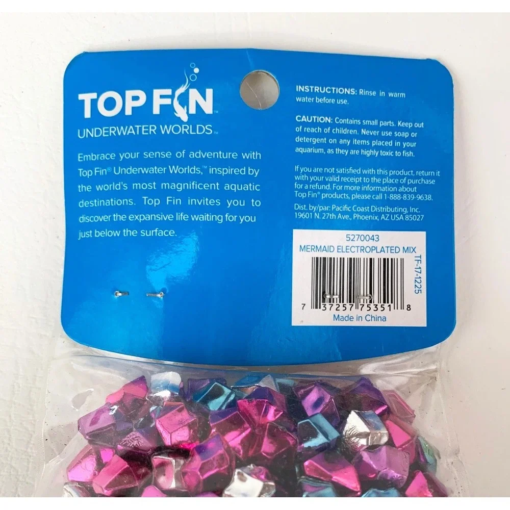 Top Fin Aquarium Decor Tiki Surf Shop Mermaid Electroplated Mix 2 Pack Lot New